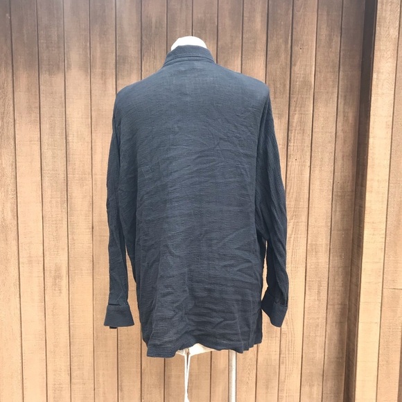 Vintage 90s Black Crepe Oversized Shirt Large - Picture 8 of 8